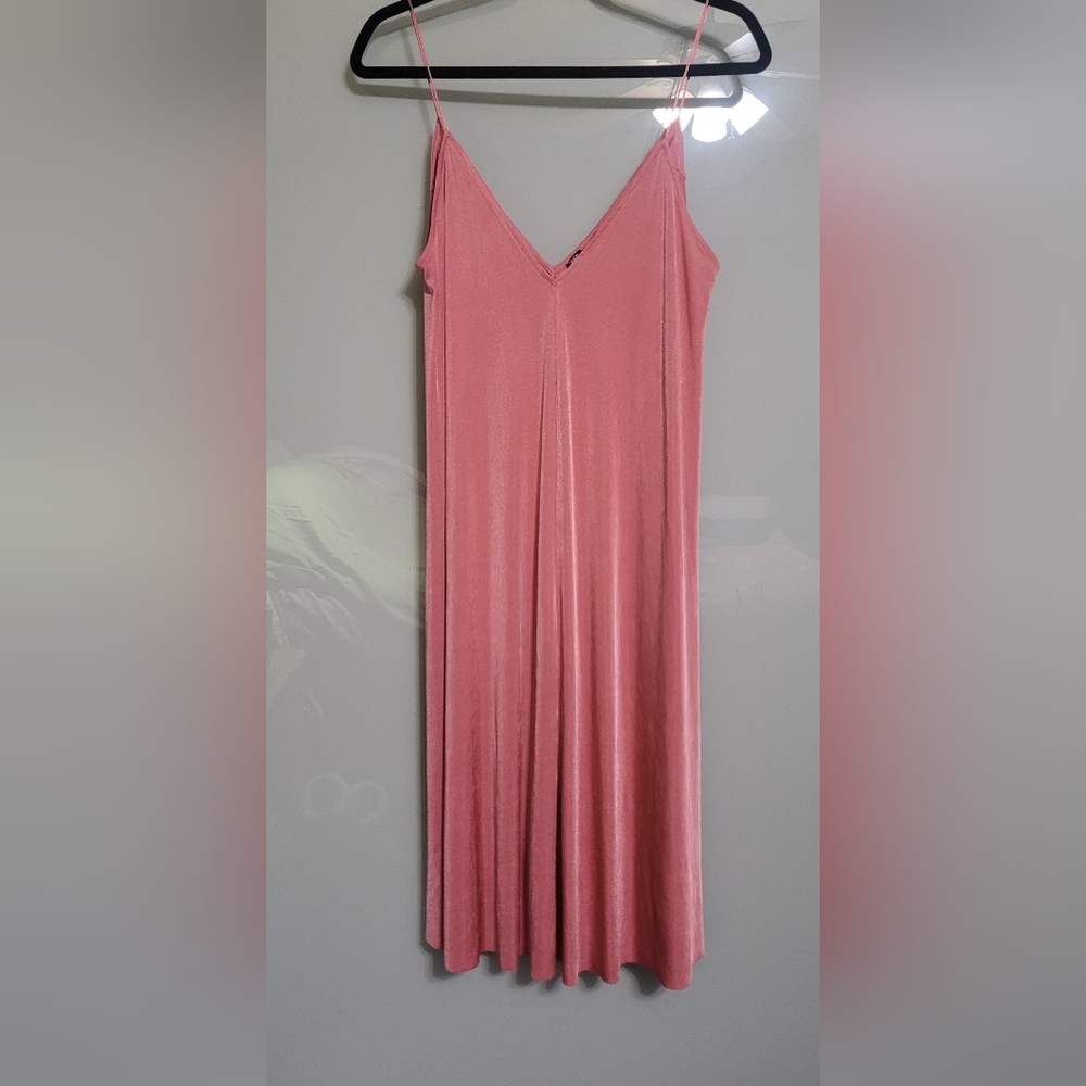 Zara Mauve Pink Camisole Slip Dress With Adjustable Thin Straps.